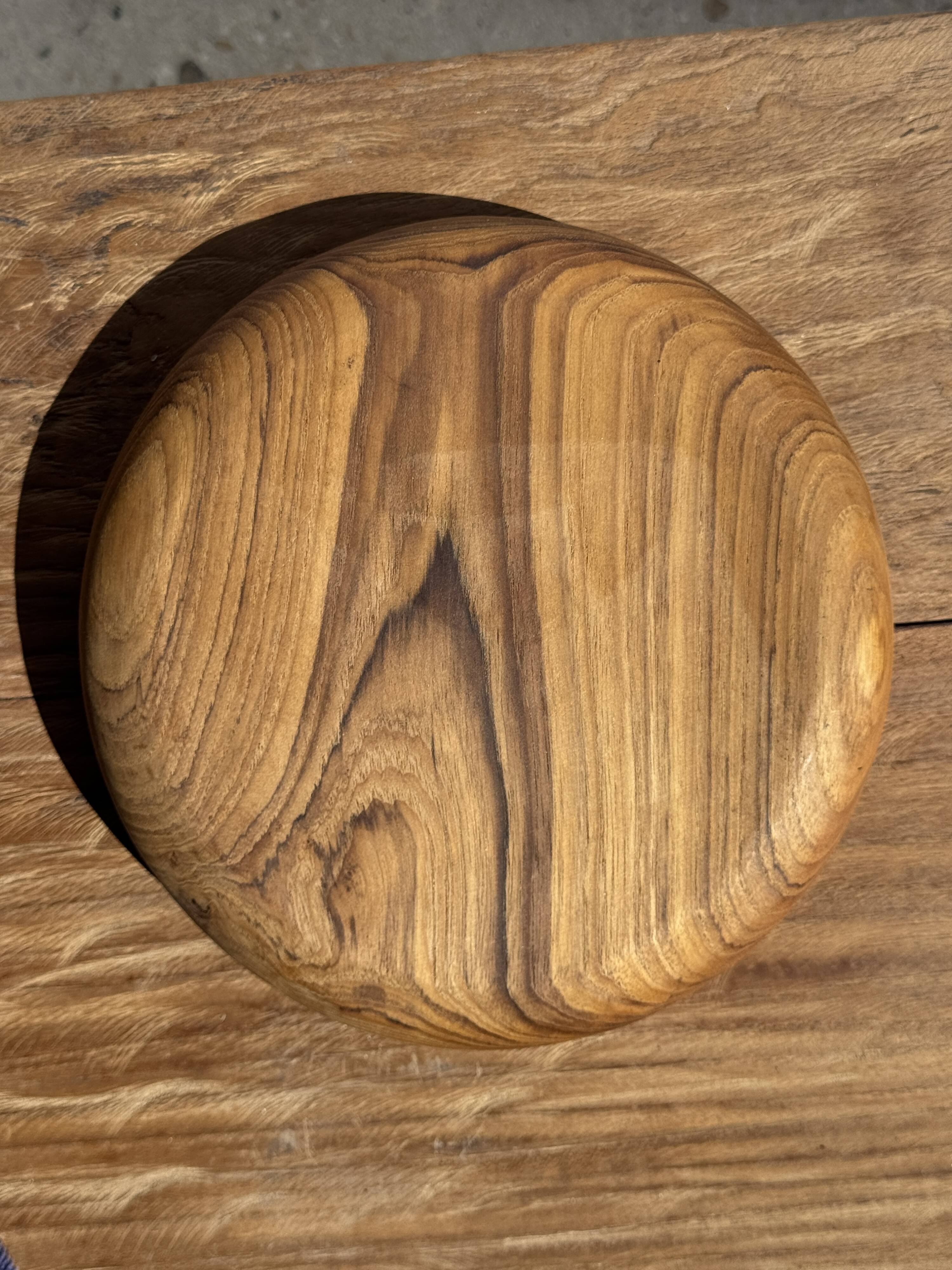 Bowl, cut or presentation plate in monoxyle teak D21 H5