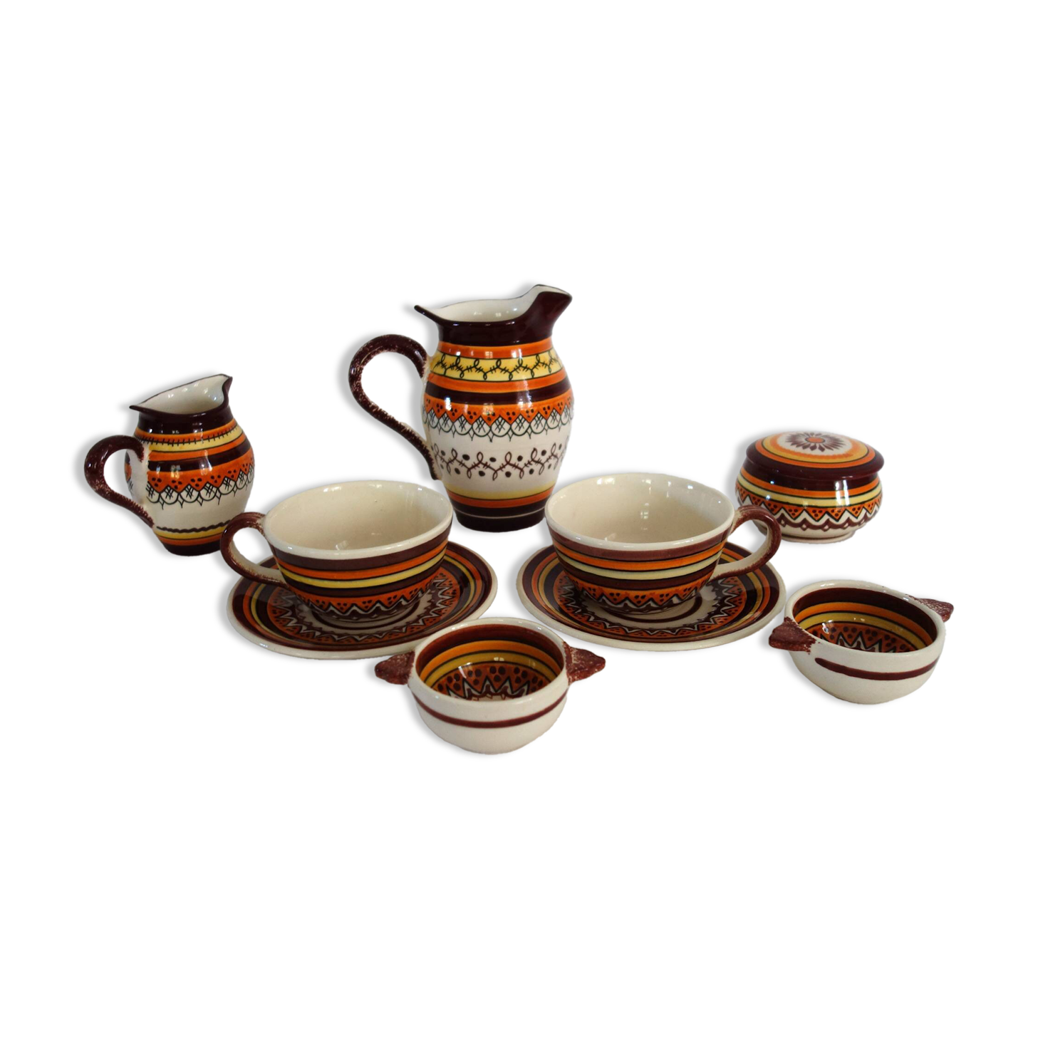 Henriot Quimper earthenware duo coffee service
