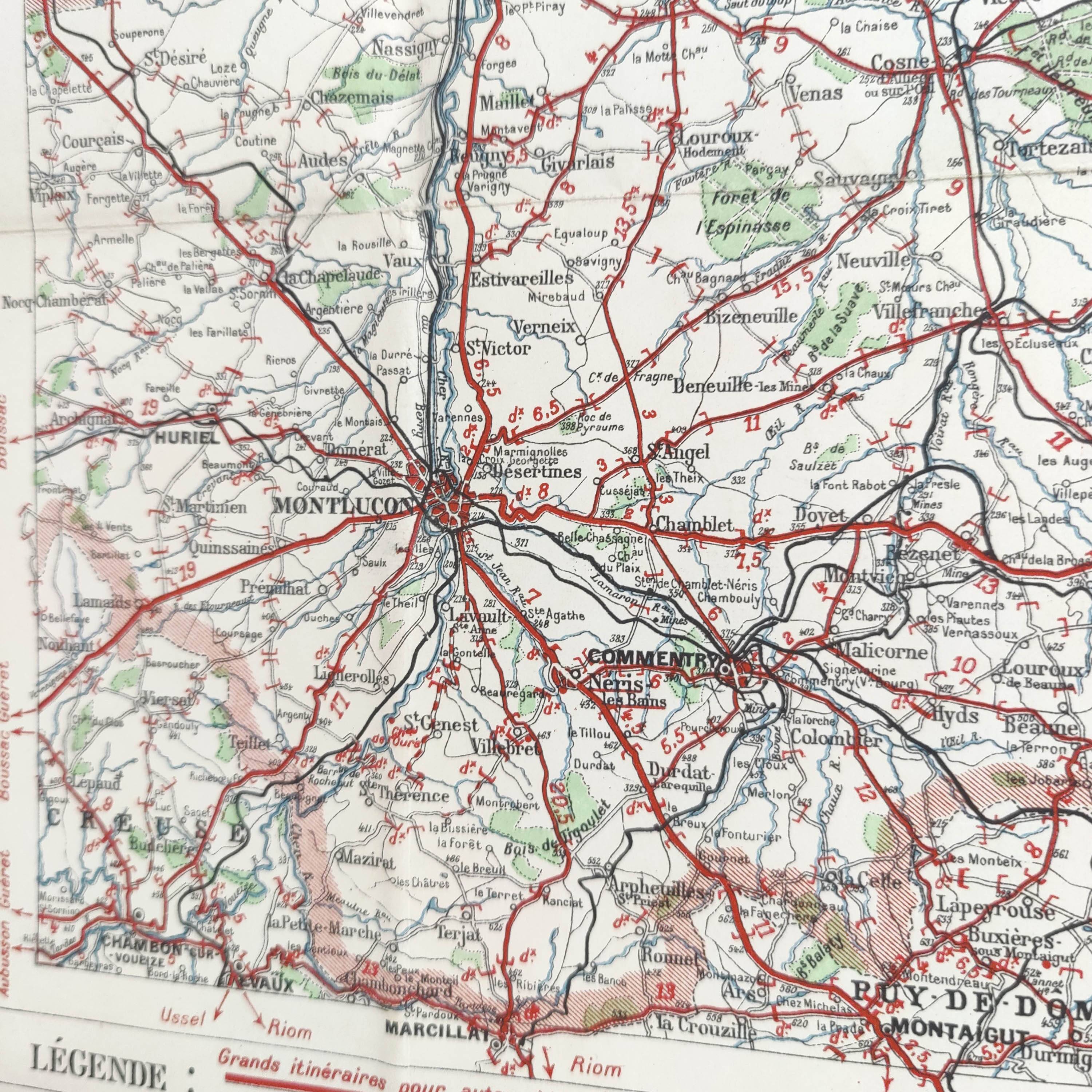 Old map of Burgundy, Taride edition 1920