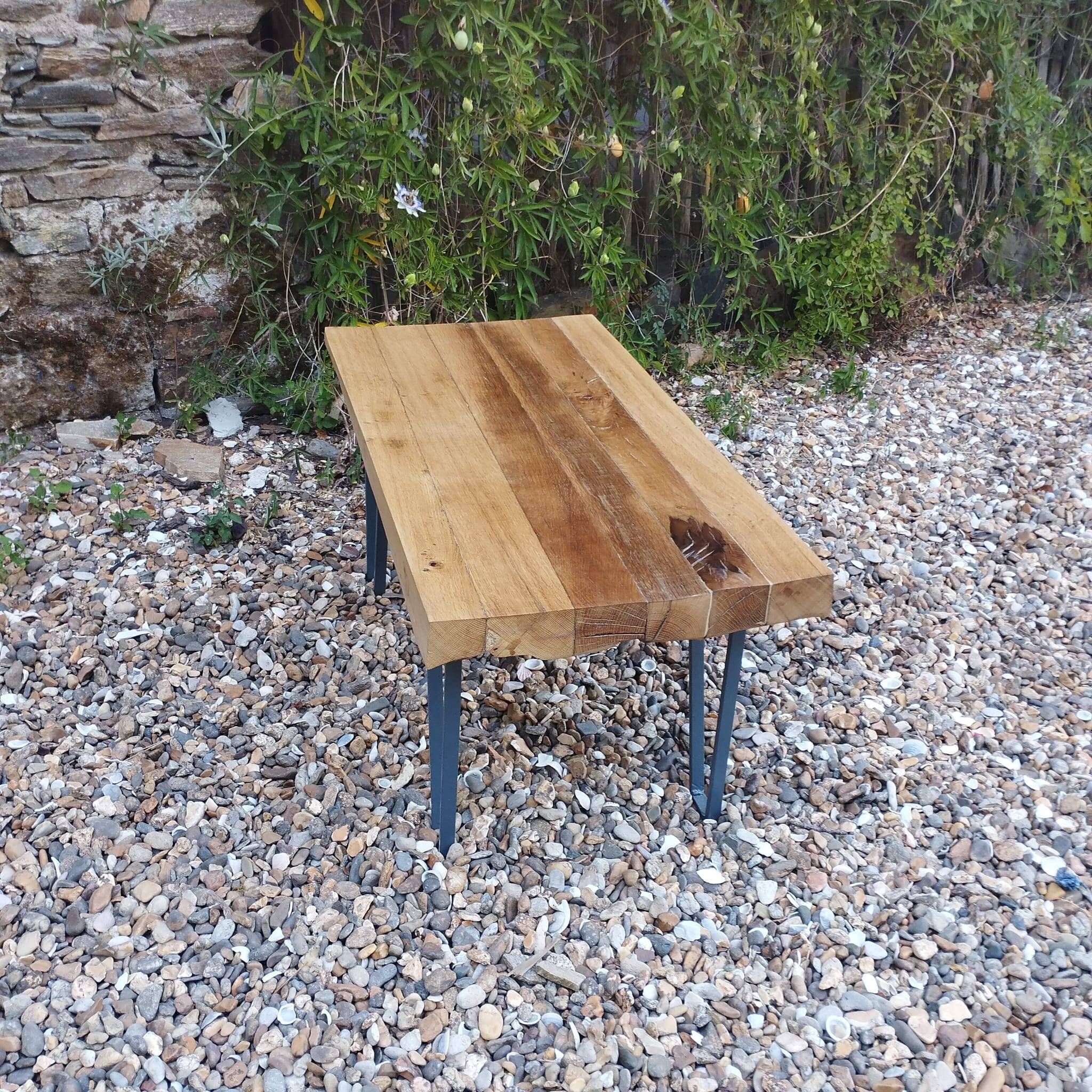 Solid wood and steel coffee table