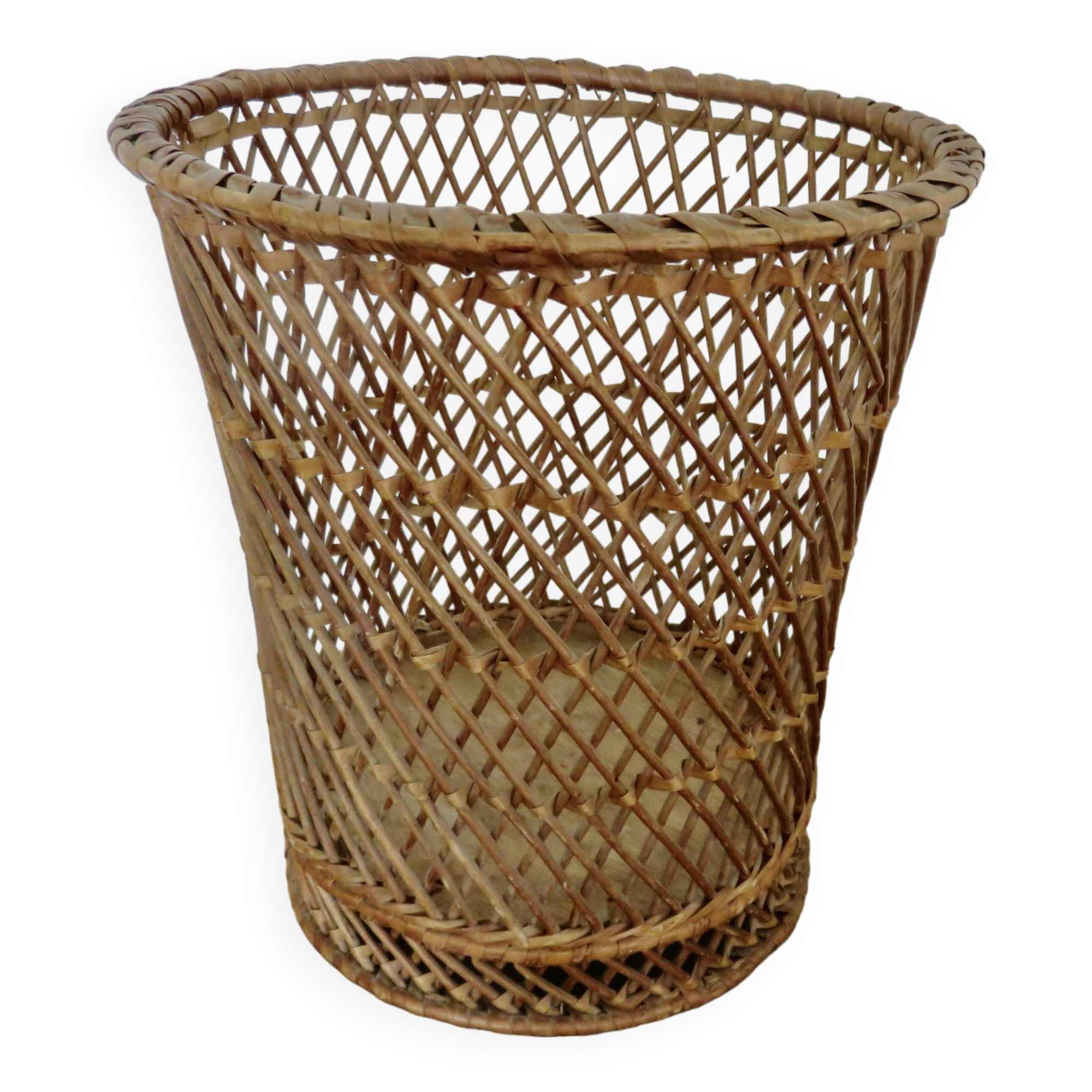 Rattan wastebasket, office, 1960 1970