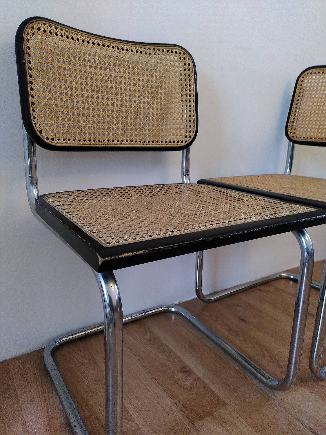 Pair of B32 chairs by Marcel Breuer, made in Italy.