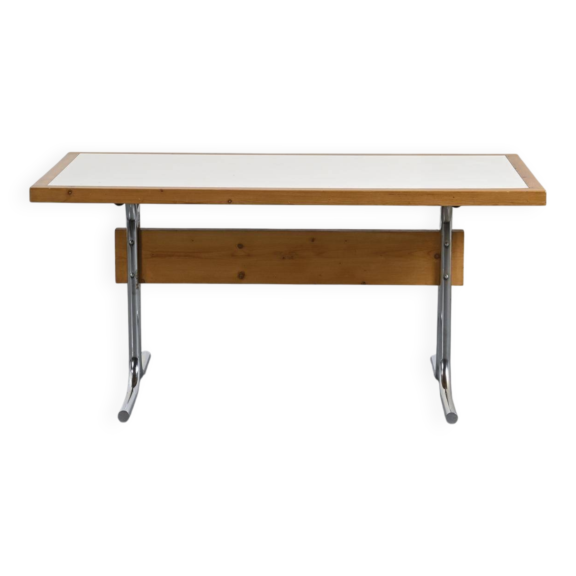 Metal and pine table, La Plagne around 1960.