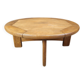 Danish round oak coffee table, 1960s
