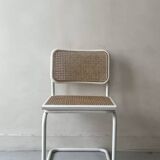 Cesca B32 vintage design chair in white metal and cane by Marcel Breuer