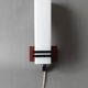 Modernist wall lamp teak, opaline and black metal 1960