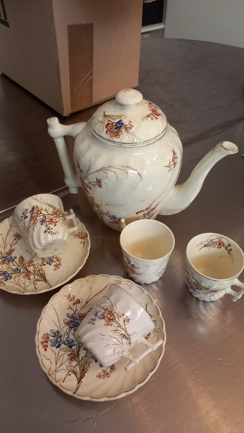 Service à café ancien Myosotis Lunéville