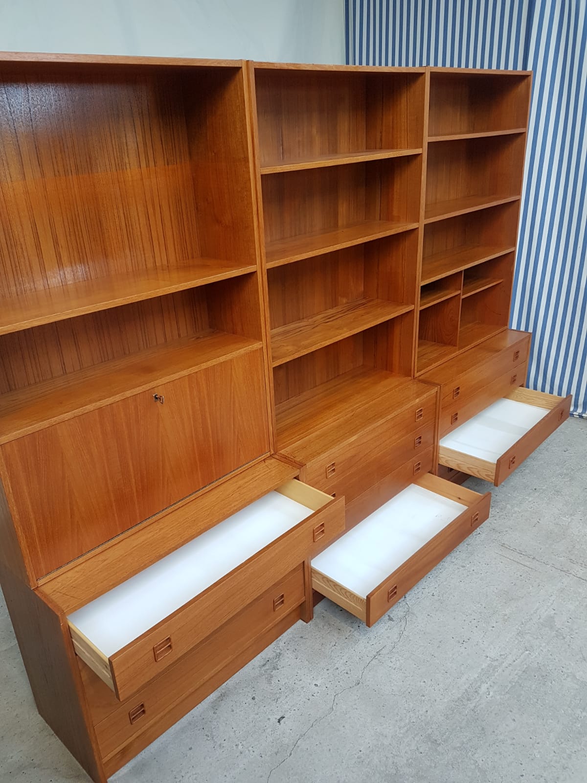 Vtg Mid Century Danish Wall Unit Bureau Room Divide Cabinet Drawers #660