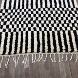 Handmade white and black Berber rug