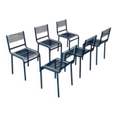 Postmodern sandows chairs attributed to rene herbst for ecart international, 1980s, set of 6