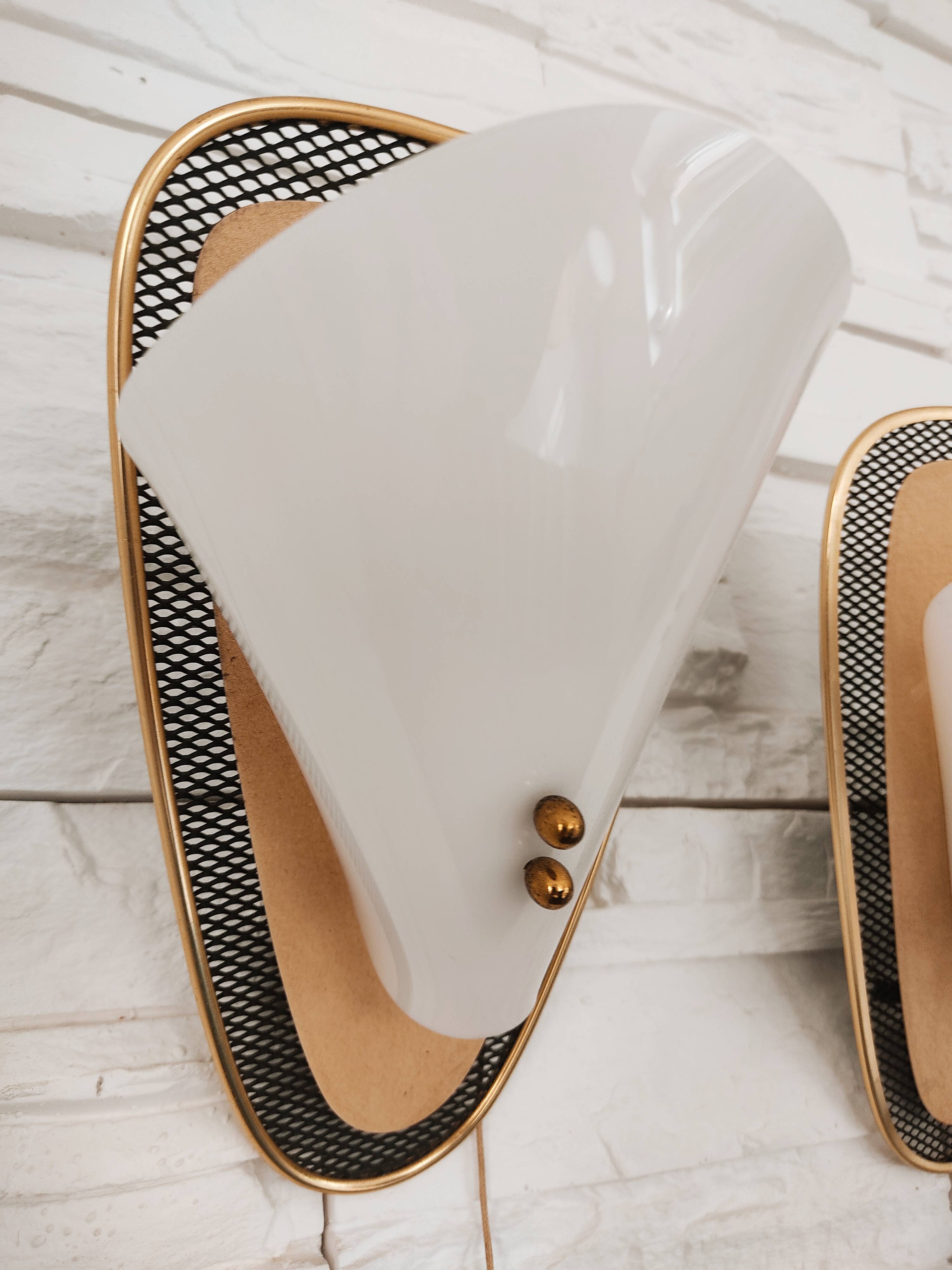 Mid-century acrylic metal wall lights 1950