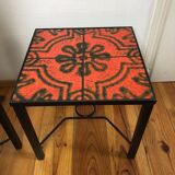 Pair modernist ceramic and metal tables, from the Cloutier Brothers, from the 1960s