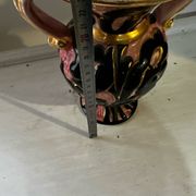 Vintage Vallauris vase amphora with relief floral decoration.