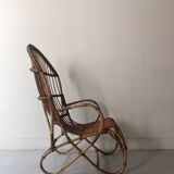 Vintage Dutch rattan armchair with armrest, 1960s