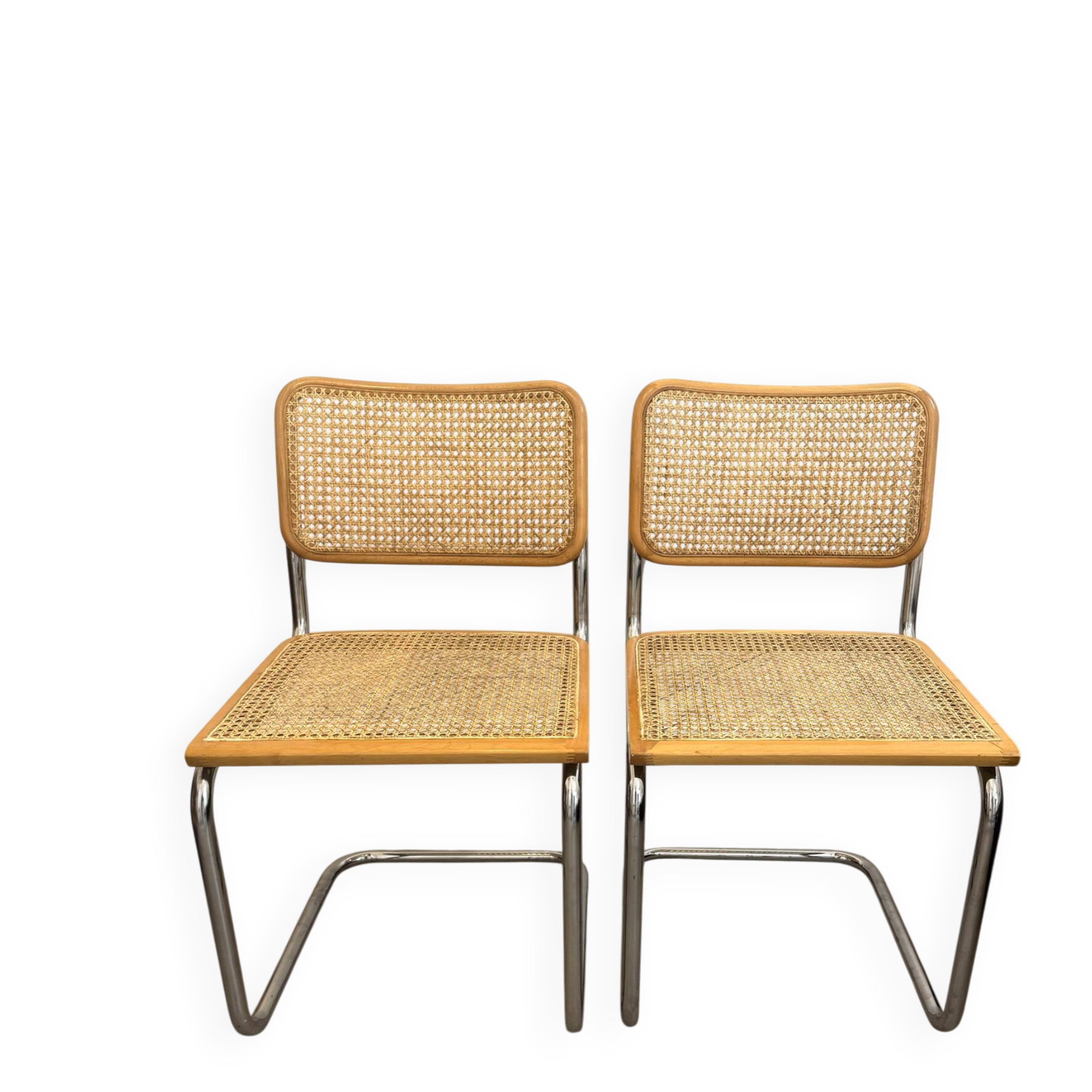 Pair of Marcel Breuer Cesca B32 chairs Made in Italy