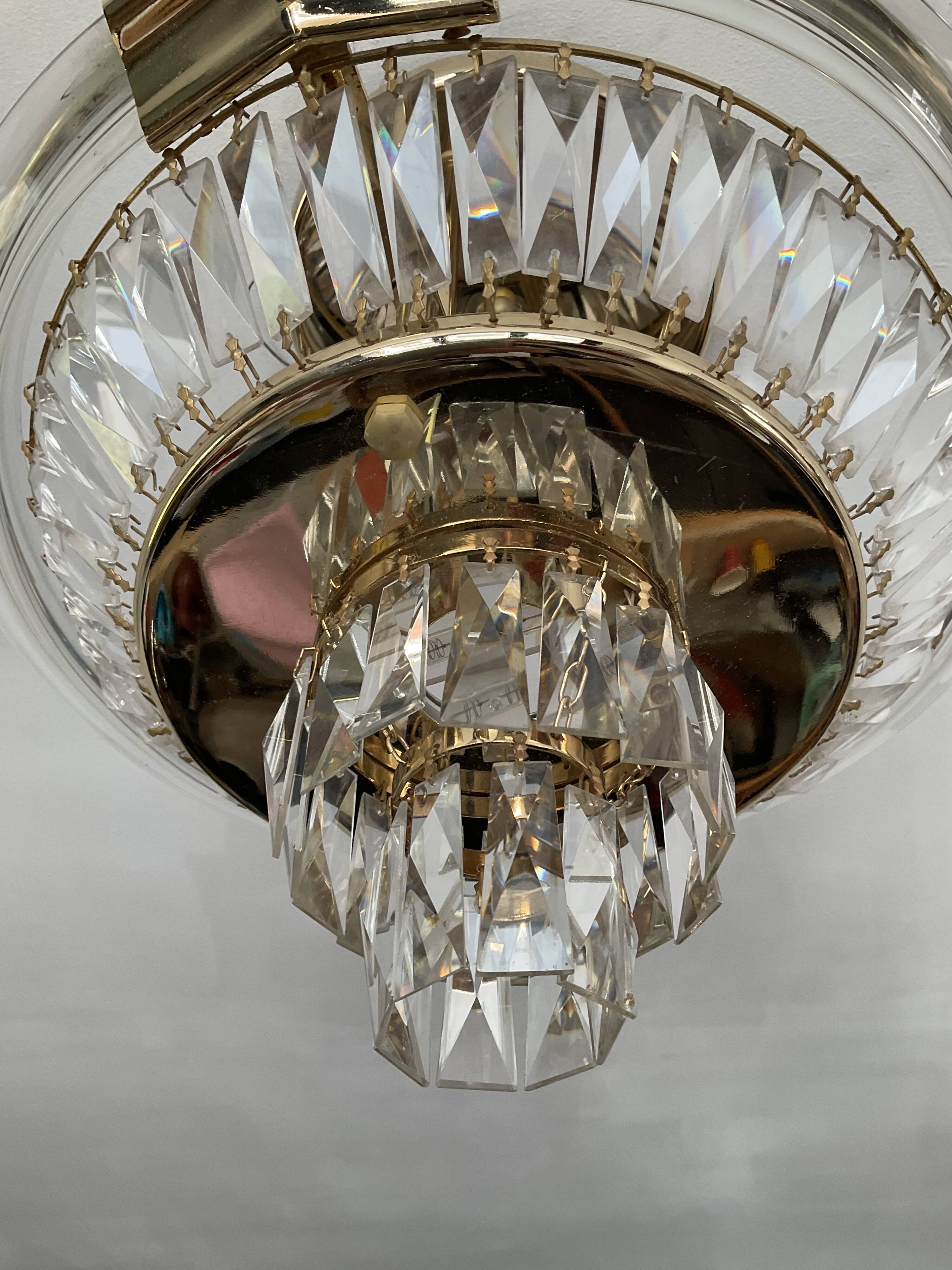 Vintage Bakalowits & Söhne ceiling light in brass and crystal