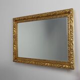 Large French Rustic Baroque Oak Wall Mirror, circa 1850