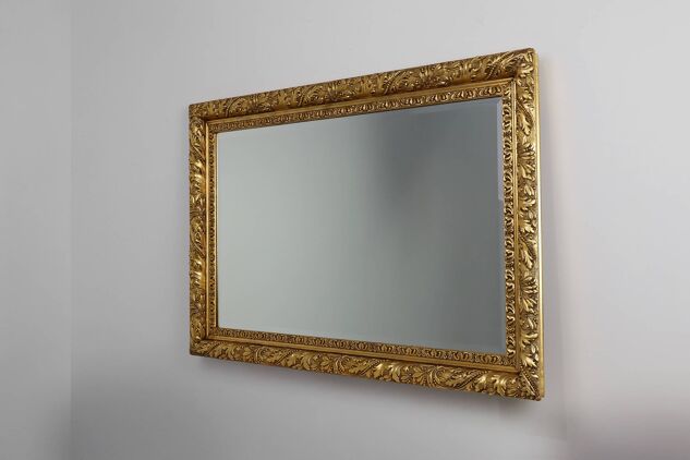 Grand miroir mural en chêne baroque rustique français, vers 1850