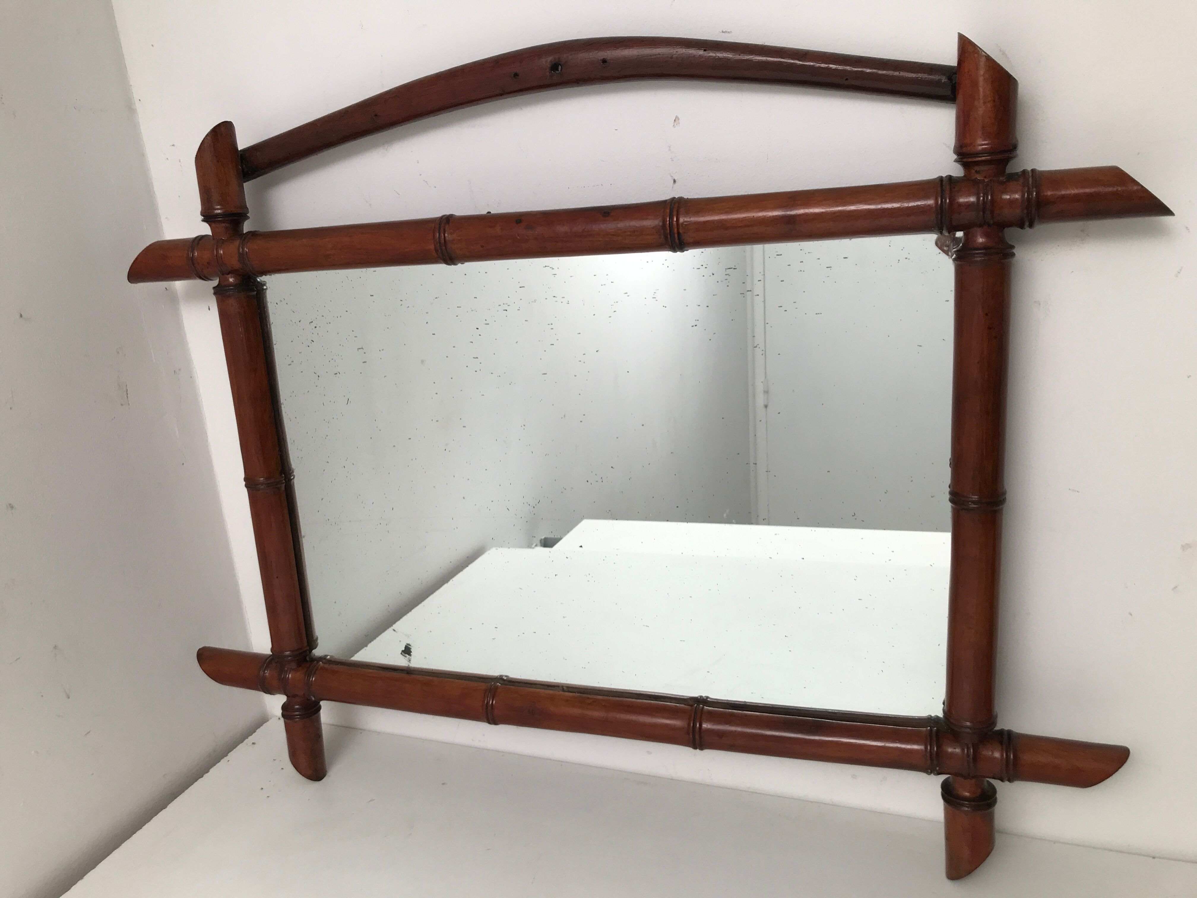 Vintage bamboo mirror