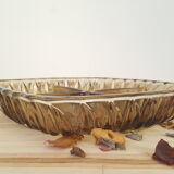 Vintage dish chiseled smoked glass aperitif compartments