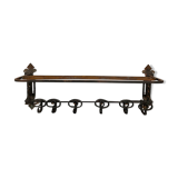 Large antique wall coat rack in wrought iron