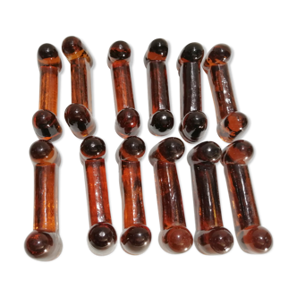 Porte couteaux en verre bullé de BIOT 1960 signés