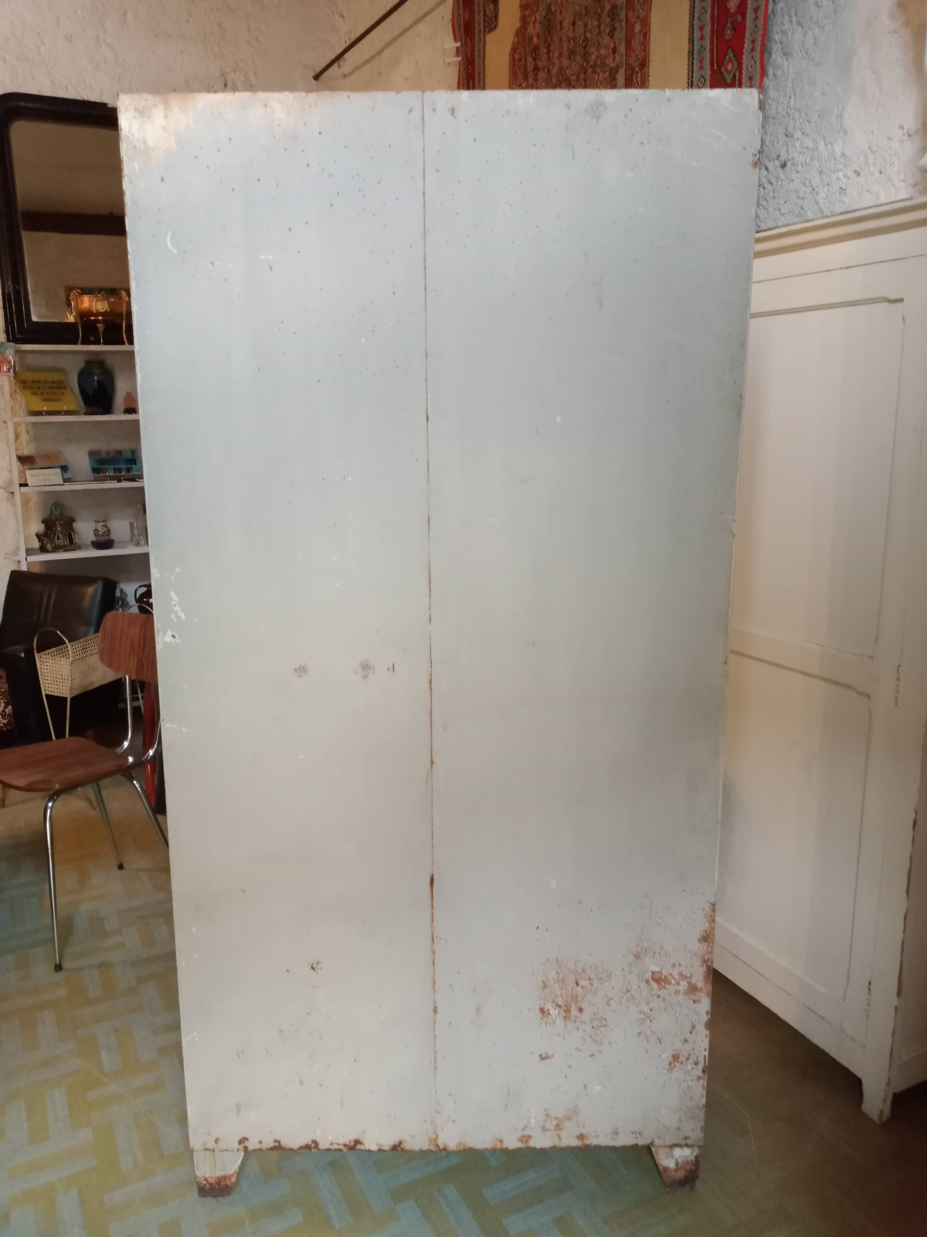 antique metal cabinet two doors