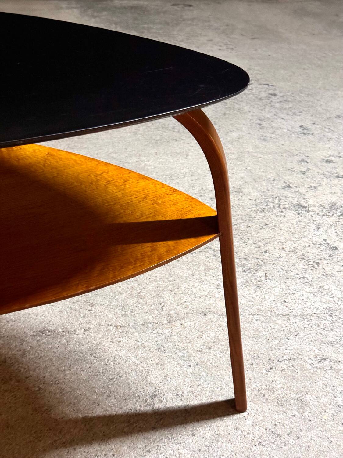 Bow Wood Mediator Coffee Table by Hugues Steiner Vintage 1950