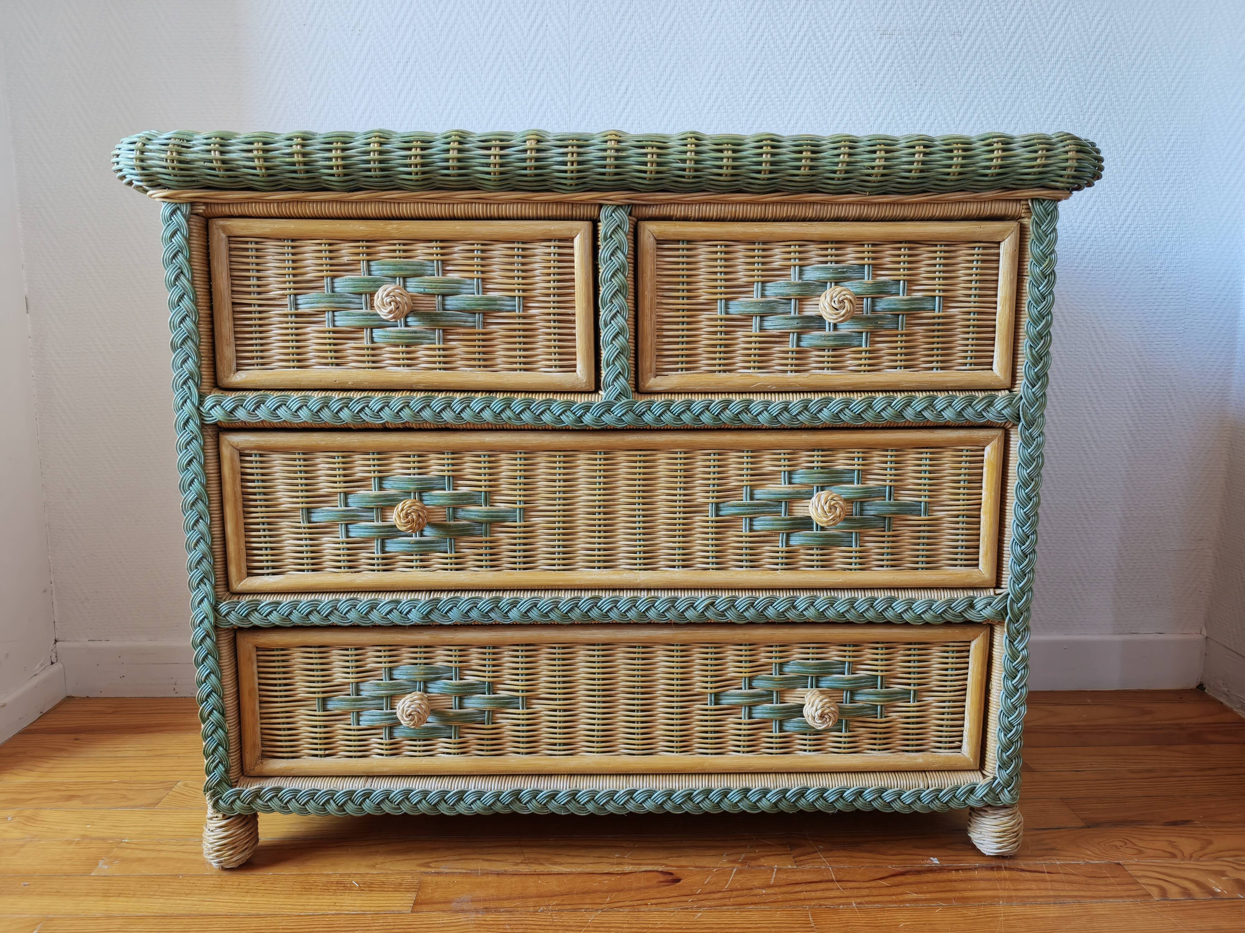 Rattan and wicker commode from the 70s – 80s