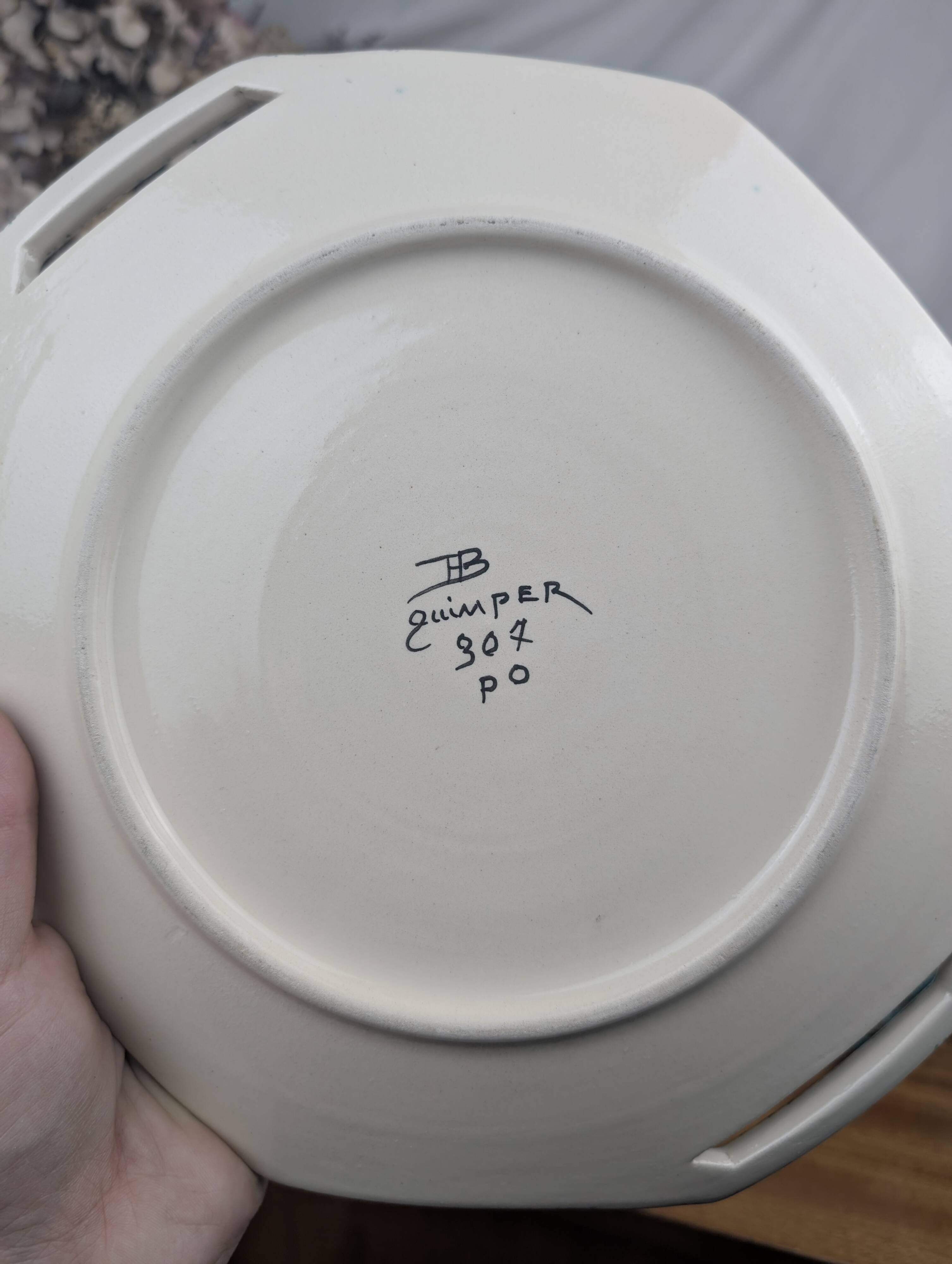 Henriot Quimper RM Octagonal Dessert Service Breton Couple Art Deco Style