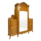 Large Art Nouveau linen cupboard in oak and mirror - 1900-1920