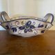 Vintage Ceramic Salad Bowl with Blue Floral Decor, Made in Italy