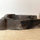 Pair of modernist anthropomorphic fireplace andirons, brutalist log holders 1950s