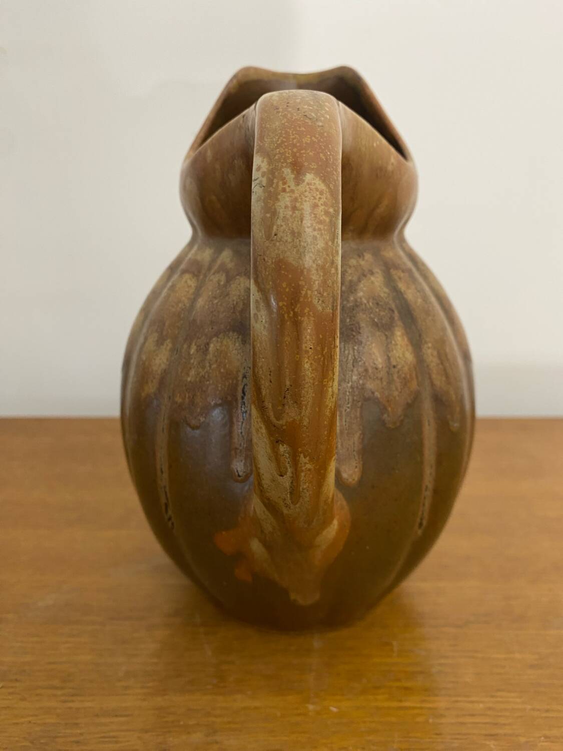 Antique louis lourioux pitcher flamed stoneware brown vintage