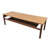 Table basse scandinave teck double plateau