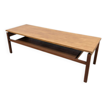 Scandinavian teak coffee table with double top