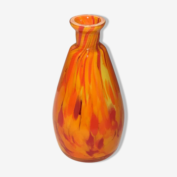 Vase vintage multicolore en verre année 75