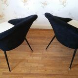 Pair of chairs basket Bi color restored 50 st. 60 feet metal