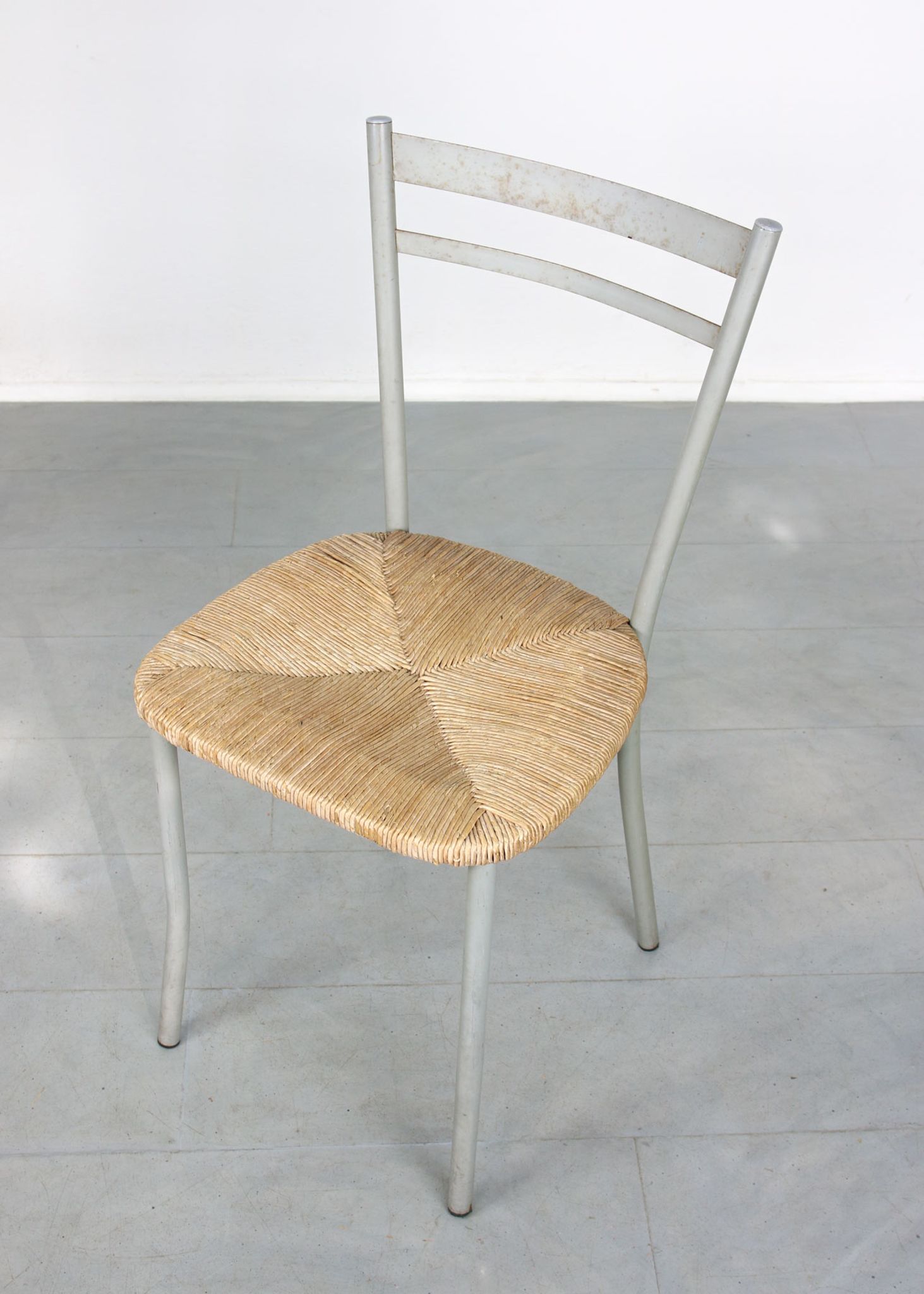 Vintage italian straw and metal chair