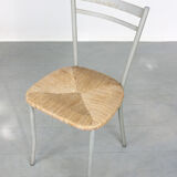Chaise italienne vintage en paille et métal