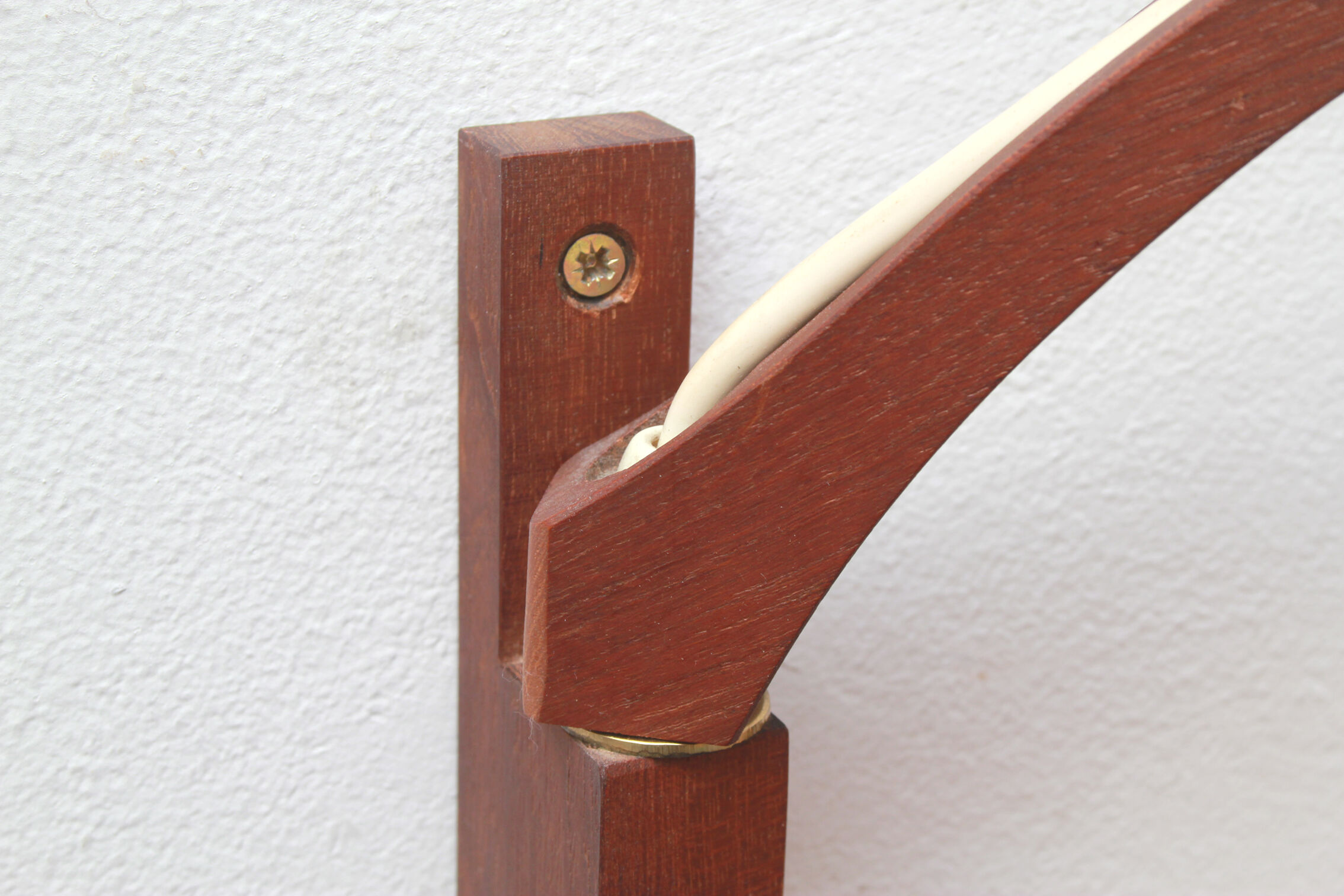 1960s wall lamp in teak and opal glass