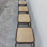 Series of 6 old workshop iron stools 1980