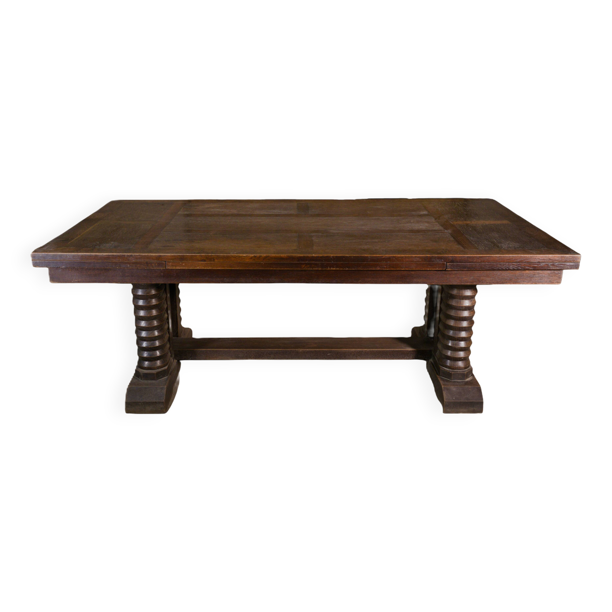 Large solid oak table by Joseph Savina 1950