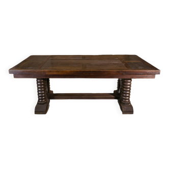 Large solid oak table by Joseph Savina 1950