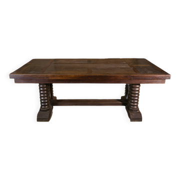 Grande table en chêne massif par Joseph Savina 1950