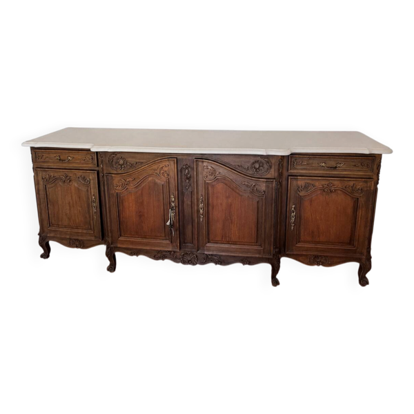 Grand buffet enfilade en noyer style Louis XV