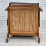 1970s, pair of Danish armchairs, reupholstered, furniture wool, teak, oak.