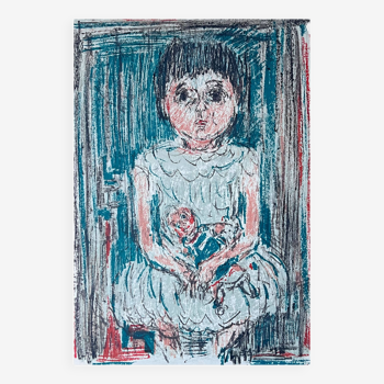 "Sophie and her doll" lithograph by André Cottavoz