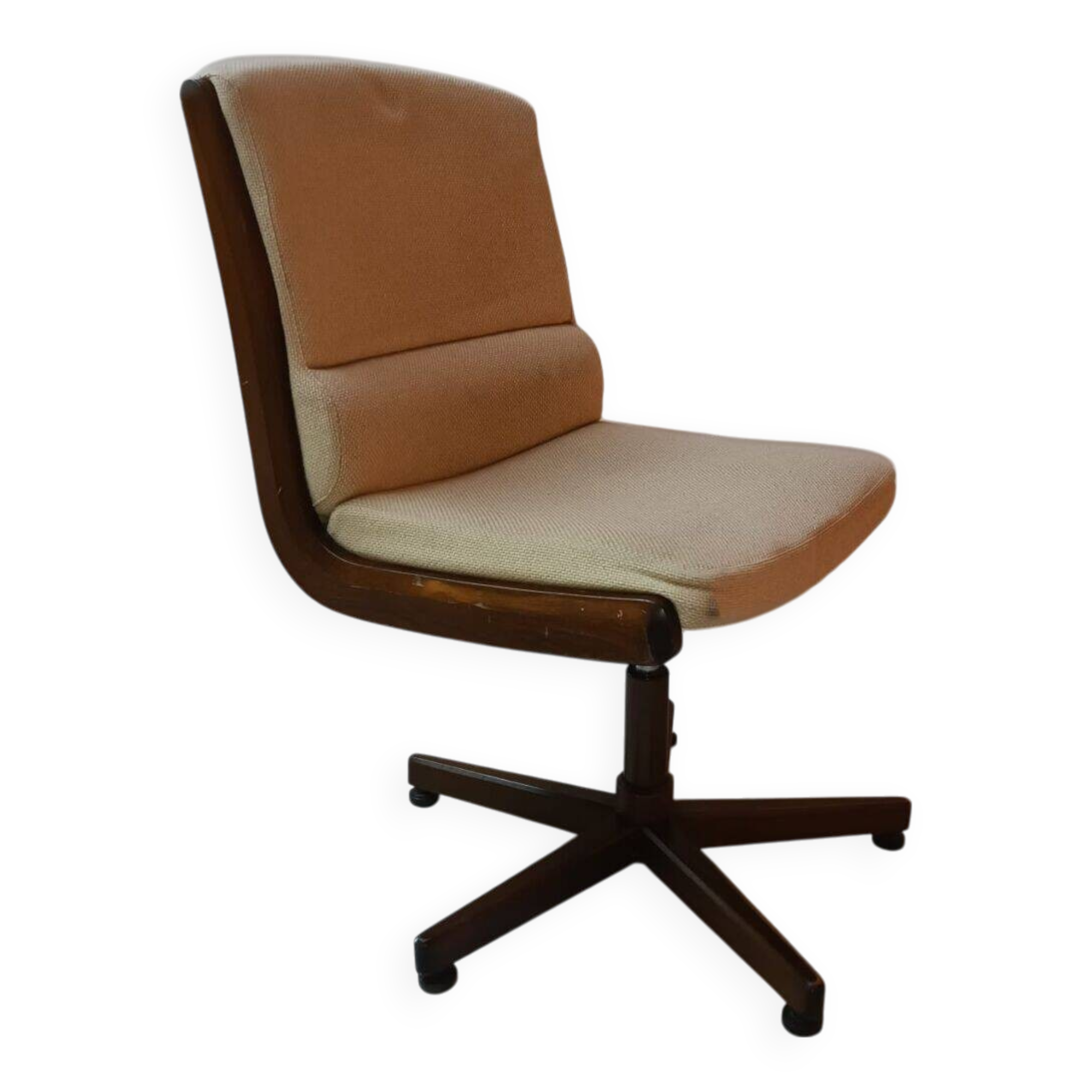 Vintage swivel wooden office chair from the 70s