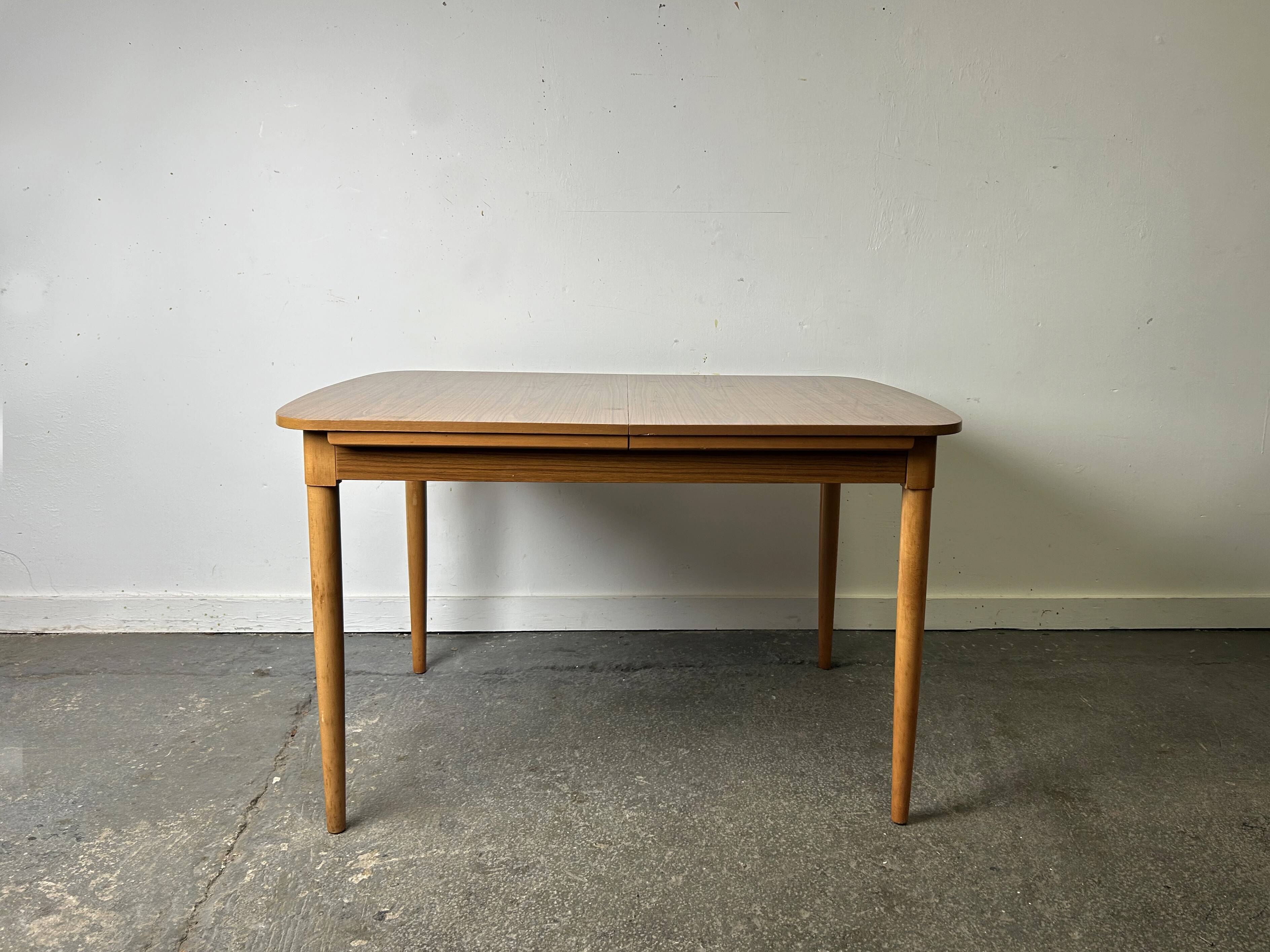 Schreiber Mid Century Extending Formica Dining Table Beech Legs 1960s-70s